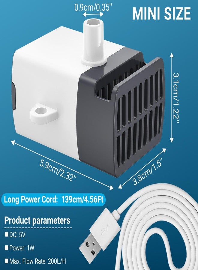 Moonorange Mini Submersible Water Pump, Ultra Quiet Water Pump, 200L/H, for Turtle Tank, Fountains, Aquariums (1W, 52GPH) - Image 2